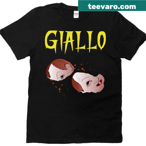 Minimalist typography design celebrating Giallo cinema on a t-shirt