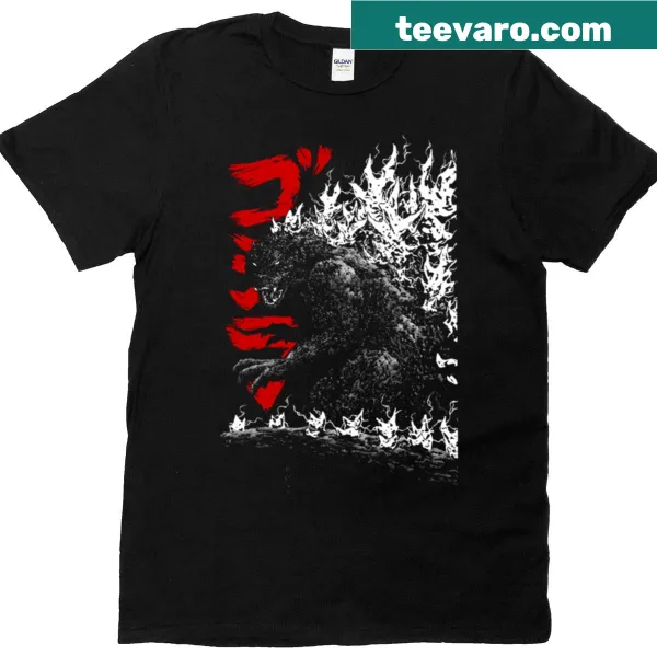 Illustration of Gojira from Godzilla series on t-shirt