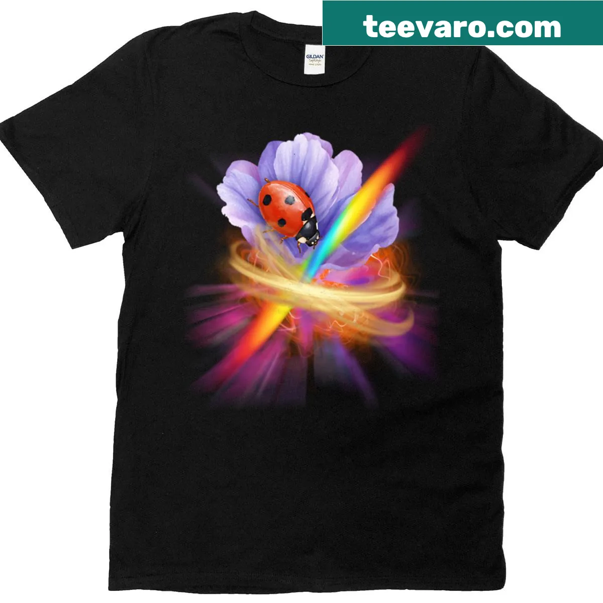 Serene graphic of a harbor on a nature-themed T-shirt — on a men's t-shirt