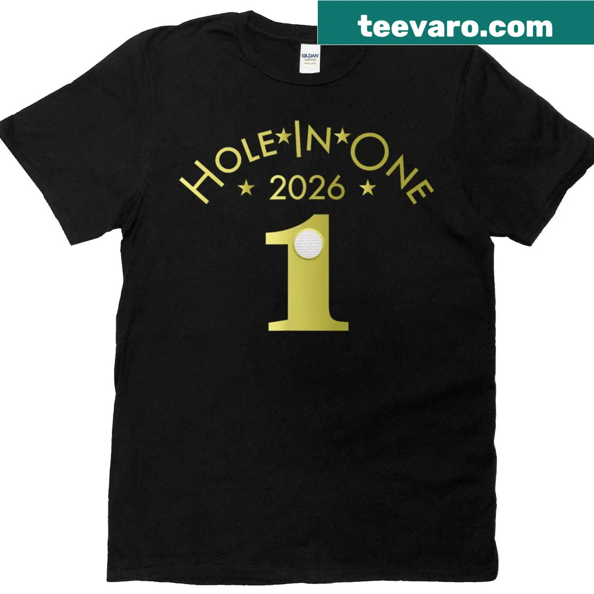 Text design showcasing 'Hole In One 2026' on a golf t-shirt — on a men's t-shirt