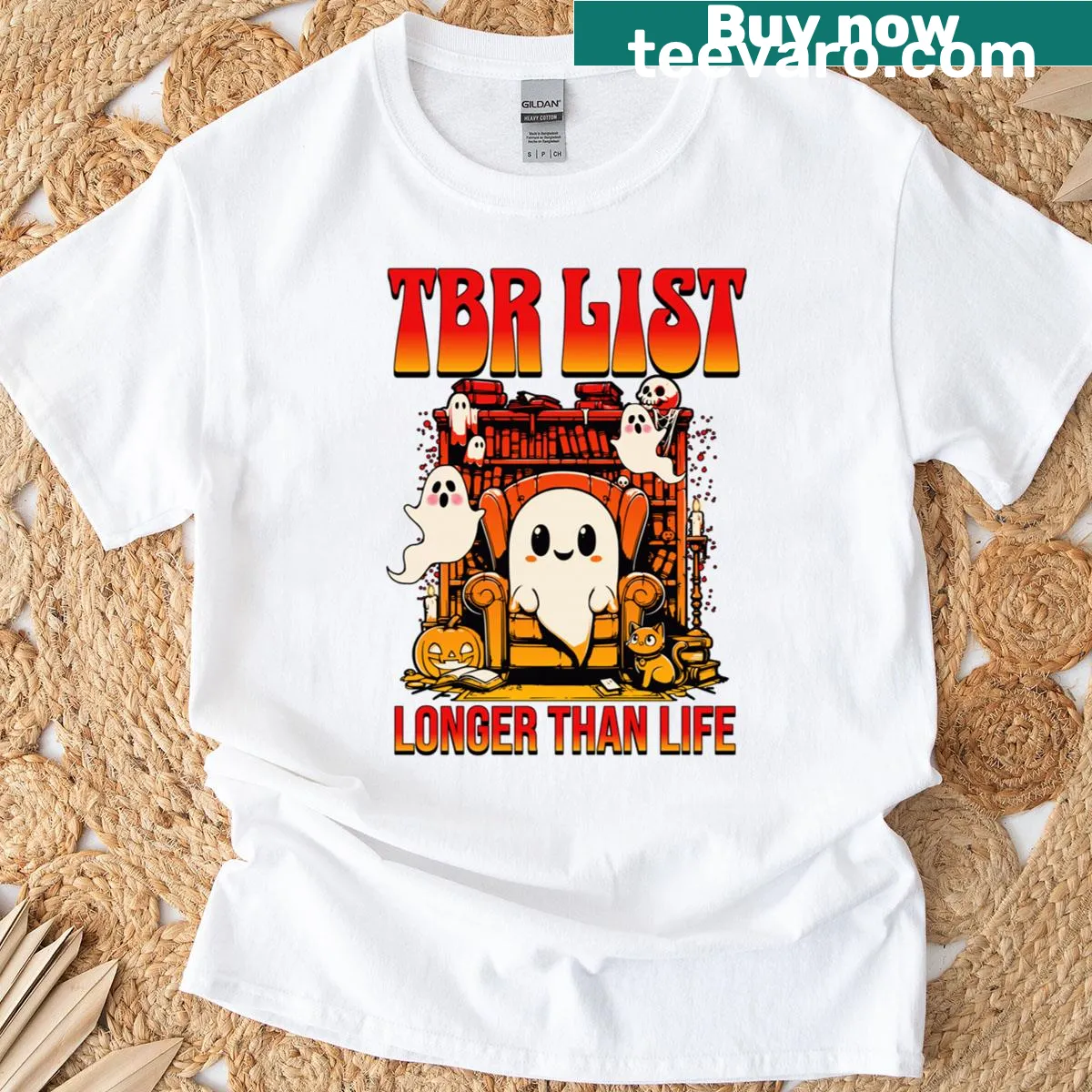 T-shirt for book lovers with humorous saying about TBR list — on a men's t-shirt