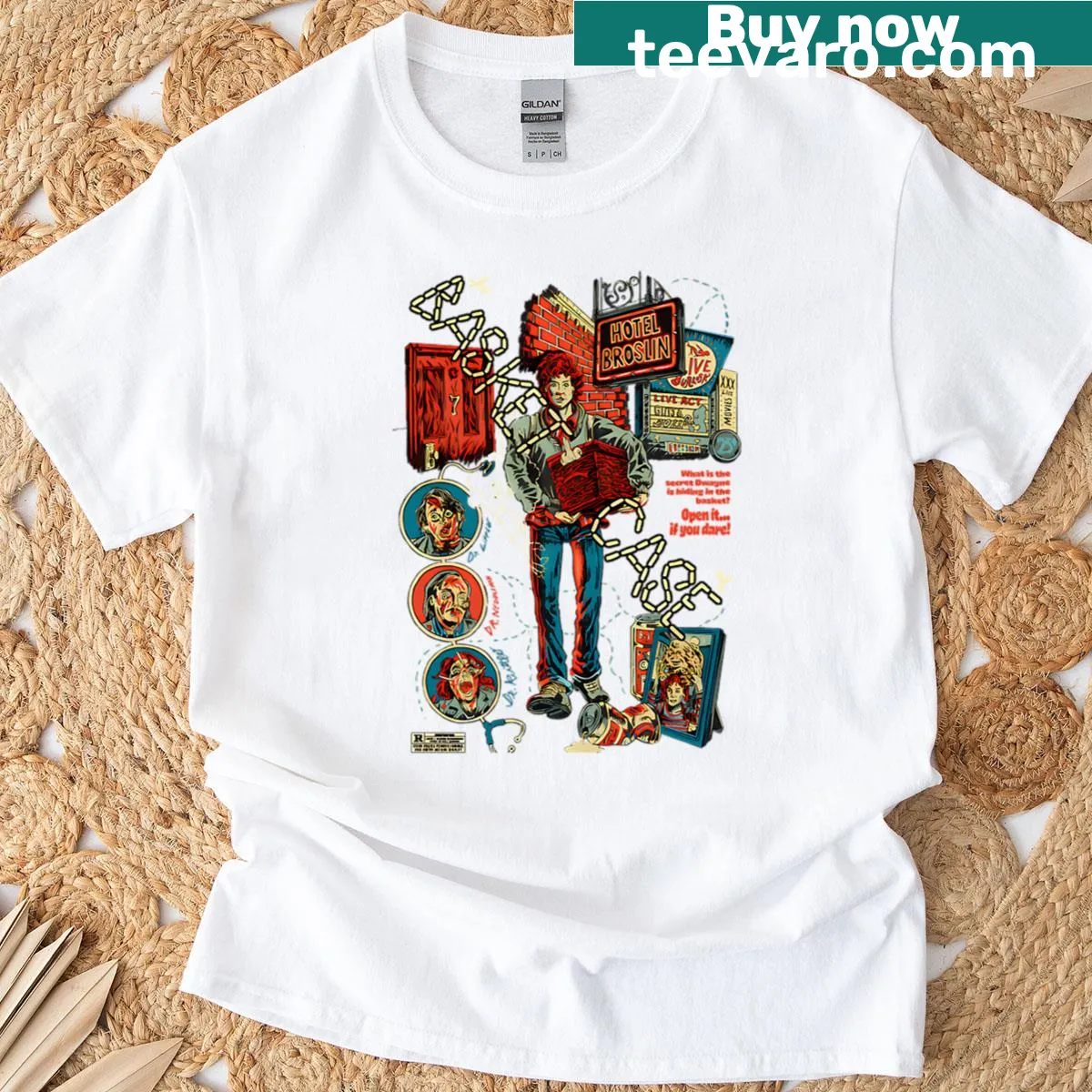 Funny Halloween Horror Comedy Movie Cult t-shirt with humorous typography — on a men's t-shirt