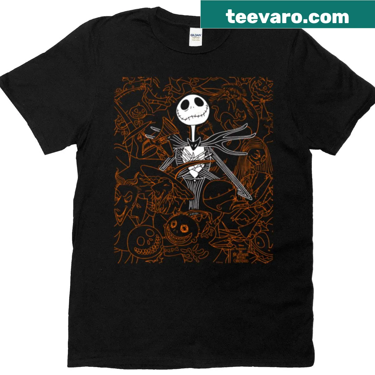 Vintage cartoon T-shirt featuring funny characters from horror movies — on a men's t-shirt