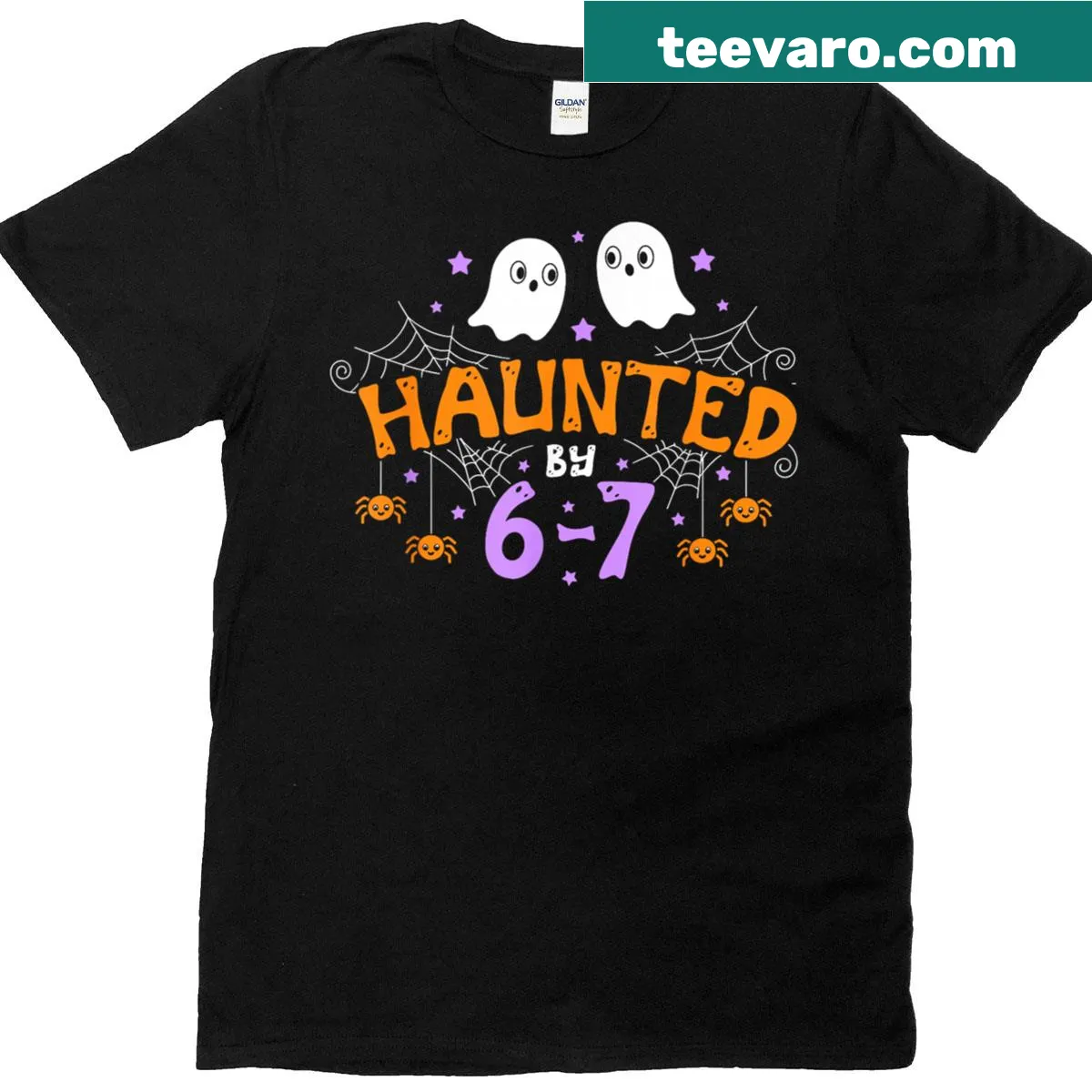 Funny Halloween t-shirt featuring Six Seven meme design — on a men's t-shirt