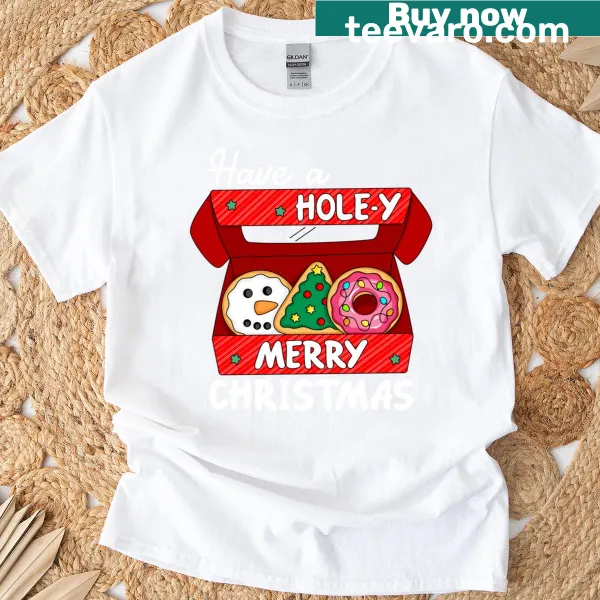 Funny holiday t-shirt with donut graphic and pun text