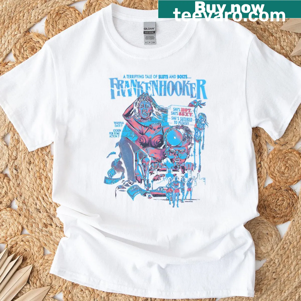 Oversized Halloween-themed t-shirt with humorous movie references — on a men's t-shirt