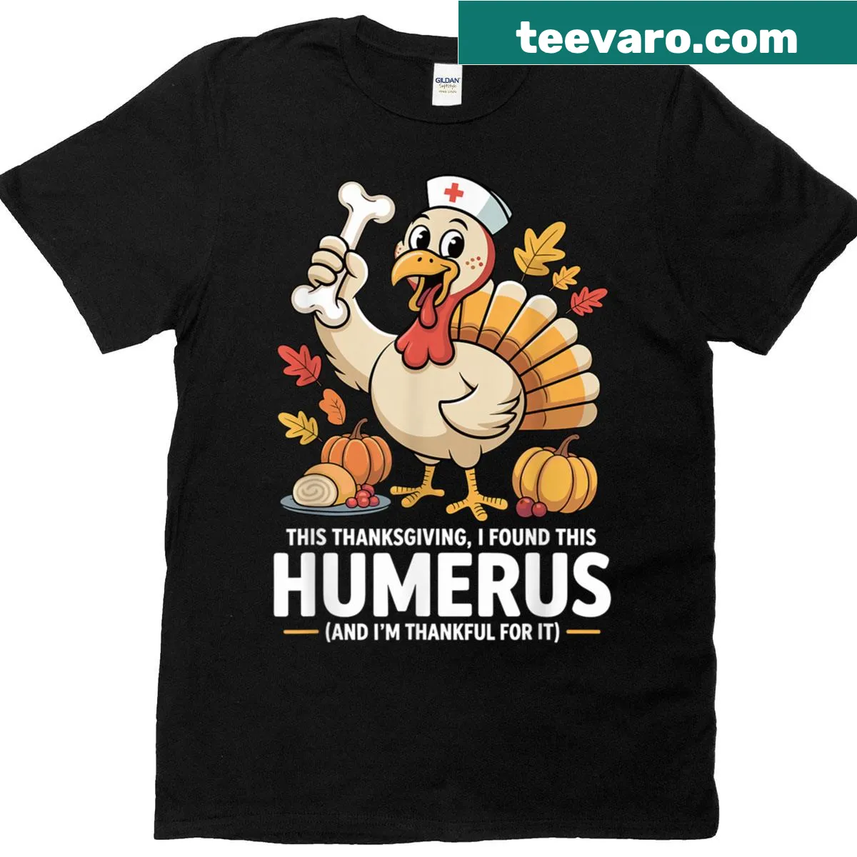 Funny Thanksgiving nurse t-shirt with humorous pun — on a men's t-shirt