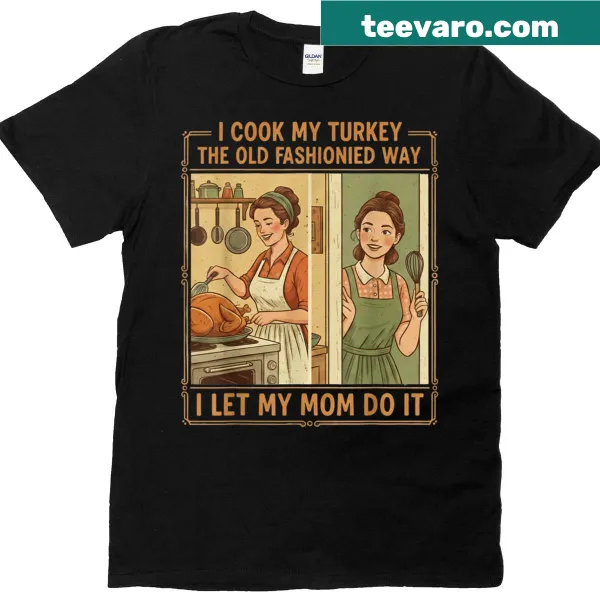 T-shirt featuring the phrase 'I Let My Mom Do It' in bold letters