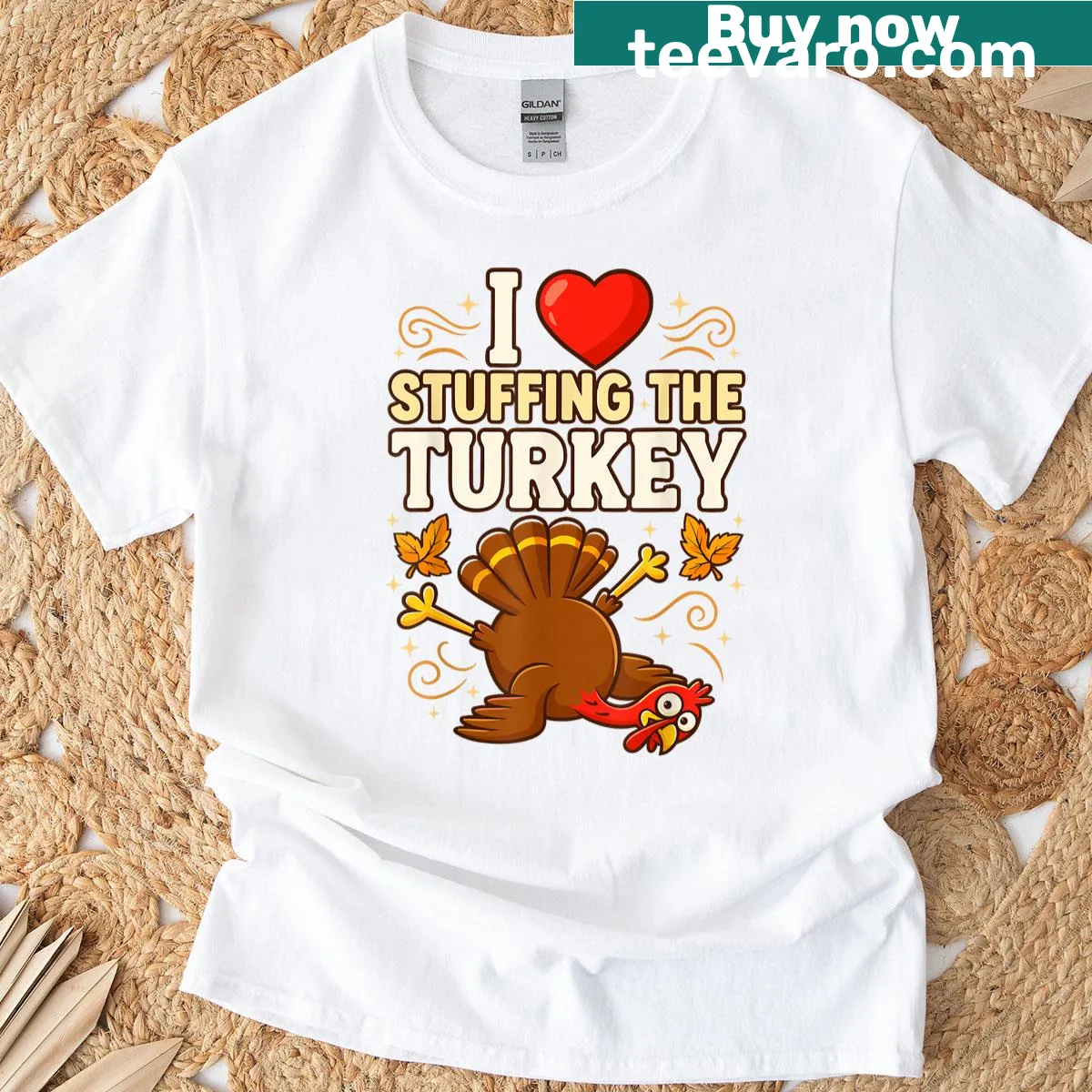 Funny Thanksgiving shirt with a turkey stuffing graphic — on a men's t-shirt