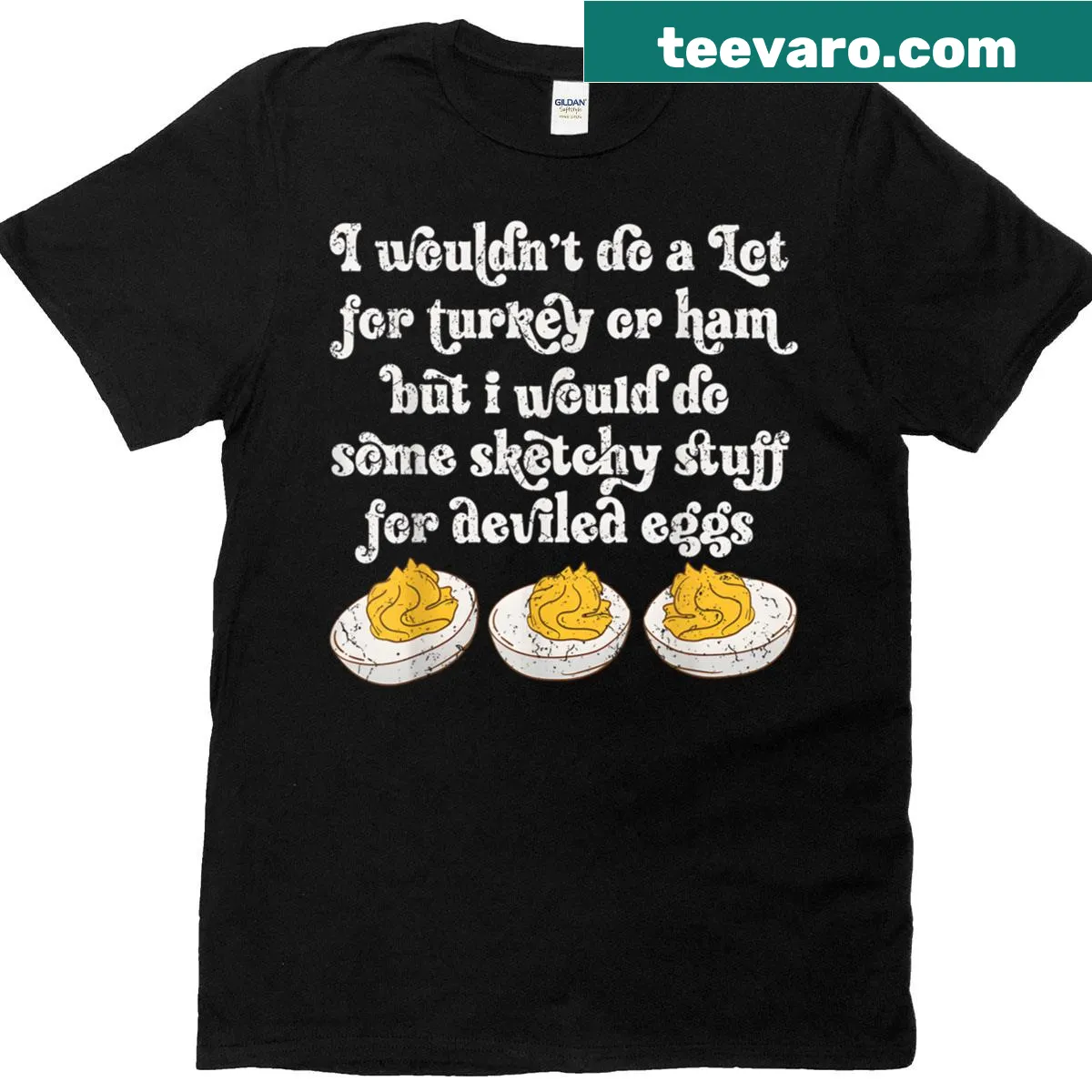 Funny Thanksgiving T-shirt with humorous text — on a men's t-shirt