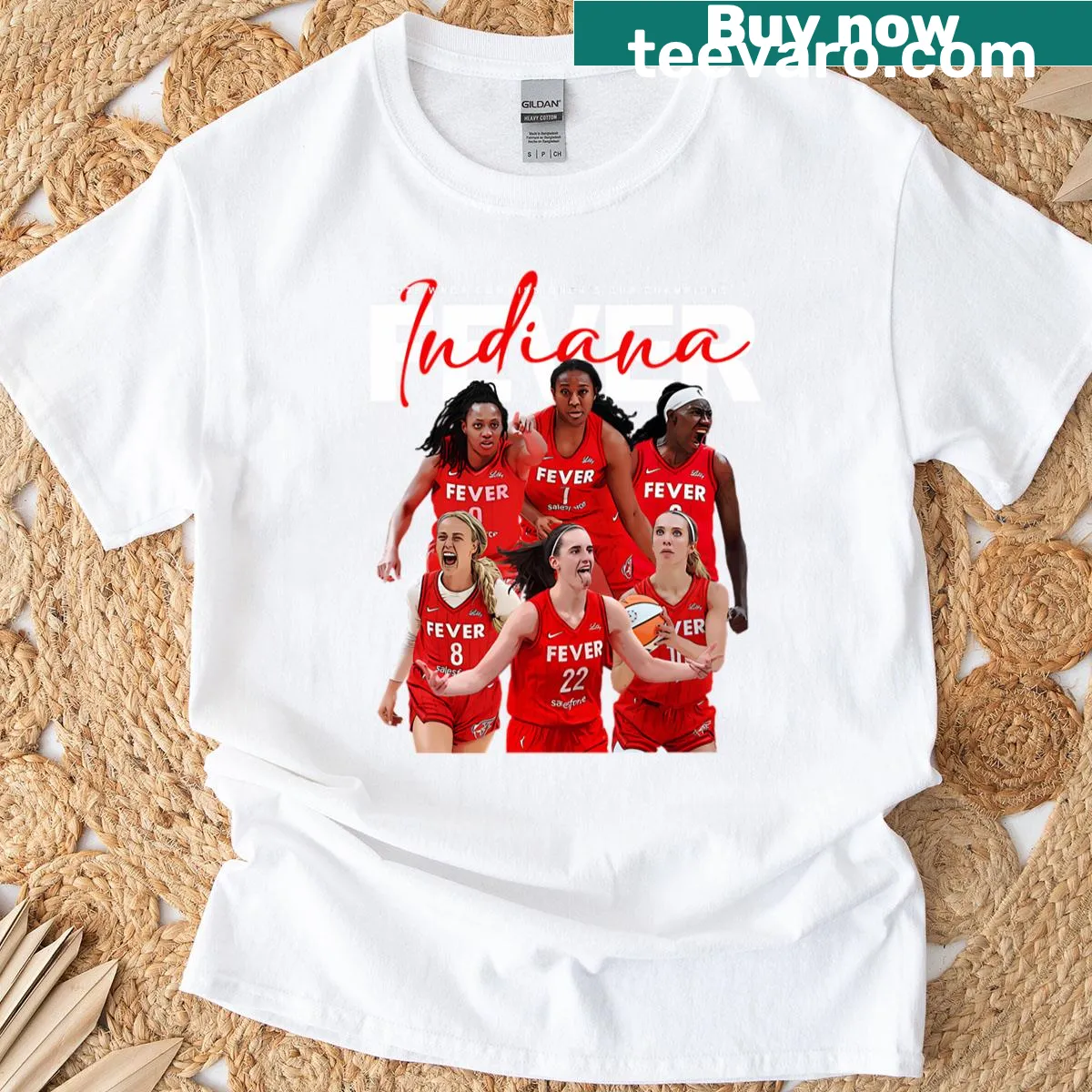 Illustration of the Commissioners Cup celebrating Indiana Fever victory — on a men's t-shirt