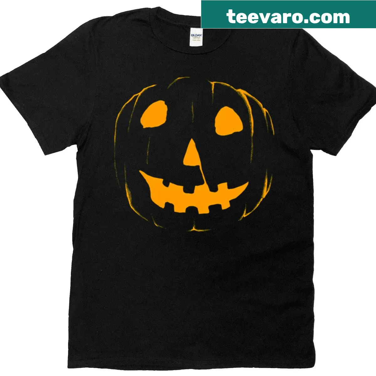 Spooky Jack O' Lantern illustration t-shirt for Halloween — on a men's t-shirt