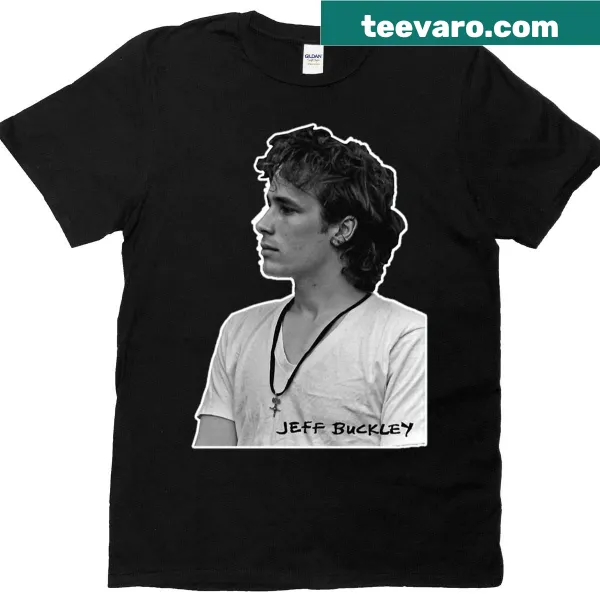 T-shirt featuring Jeff Buckley’s side profile in a sticker design