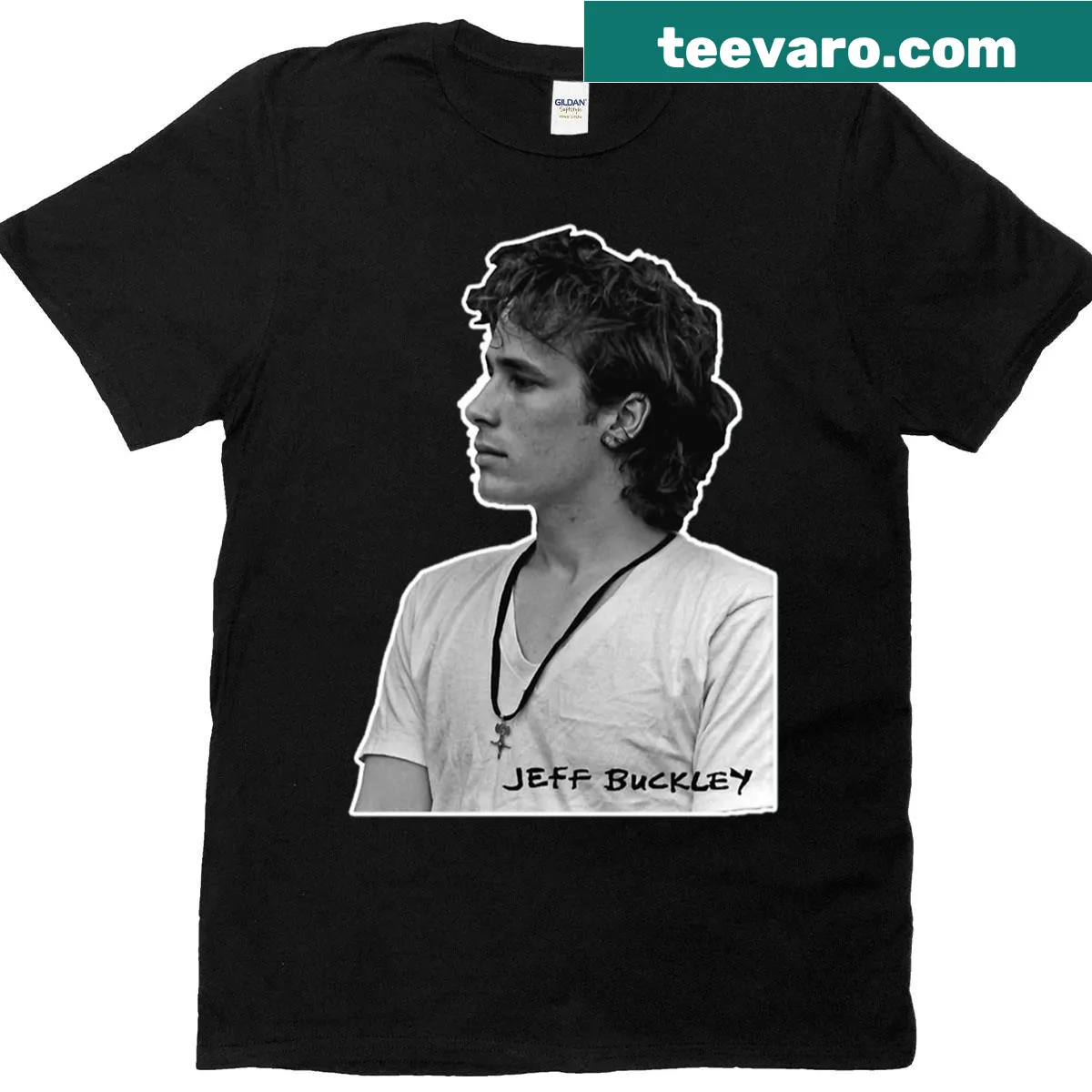 T-shirt featuring Jeff Buckley’s side profile in a sticker design — on a men's t-shirt