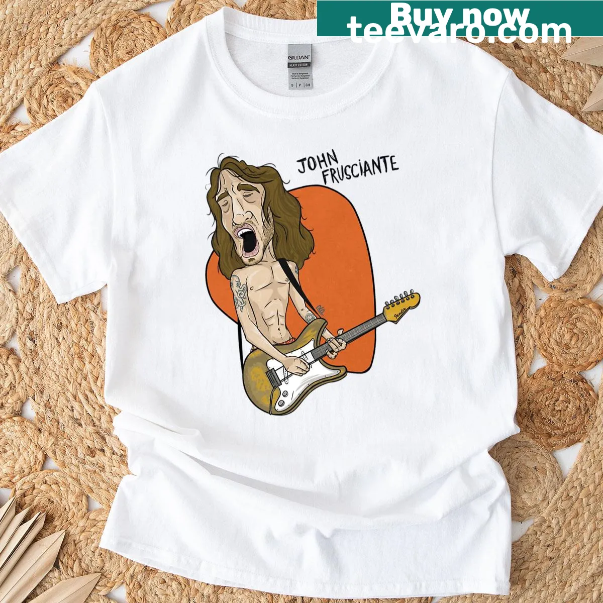 Graphic T-shirt featuring John Frusciante's silhouette — on a men's t-shirt