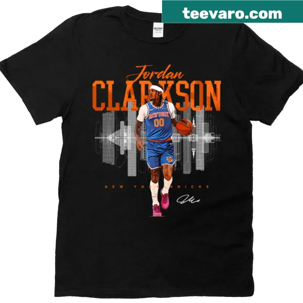 Jordan Clarkson graphic T-shirt celebrating his basketball career.