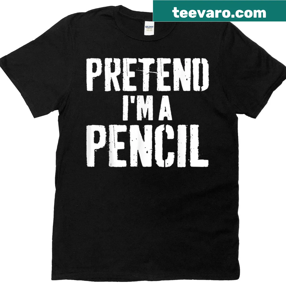 Funny Halloween T-shirt that says Pretend Im A Pencil — on a men's t-shirt