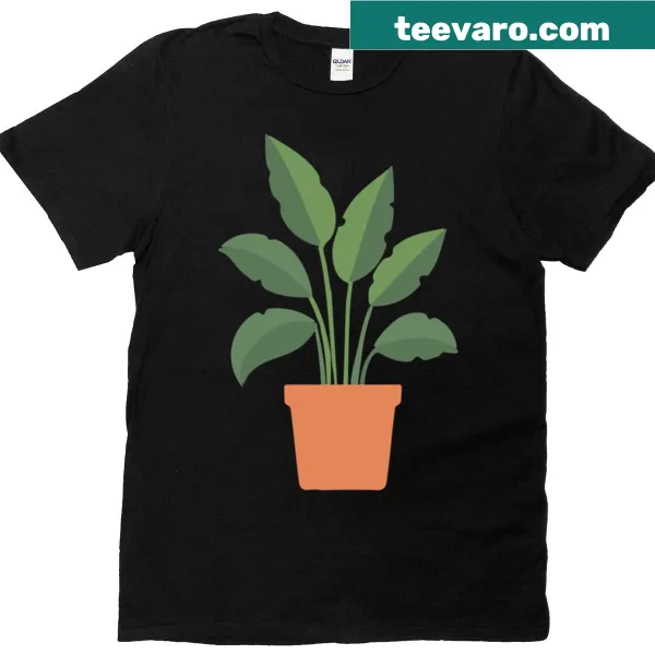 Minimalist potted plant silhouette graphic on t-shirt