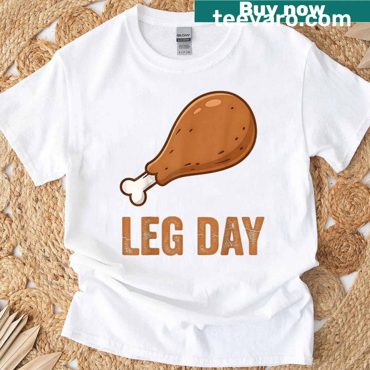 Funny Thanksgiving t-shirt with turkey drumstick and leg day humor — on a men's t-shirt