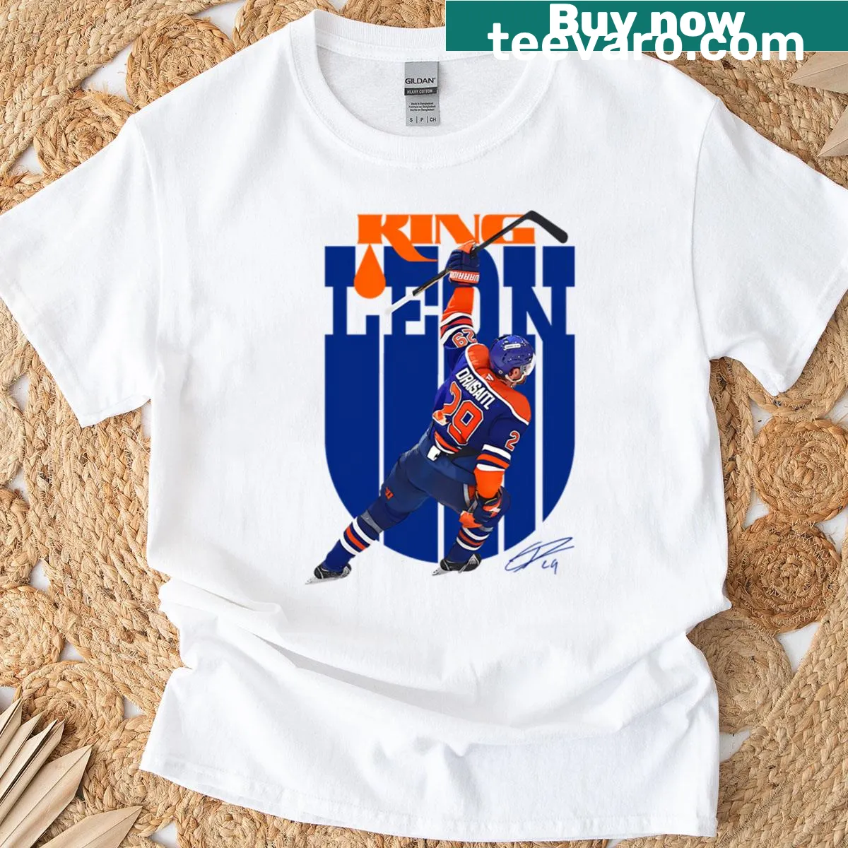 Supportive t-shirt featuring Leon Draisaitl's name and number — on a men's t-shirt