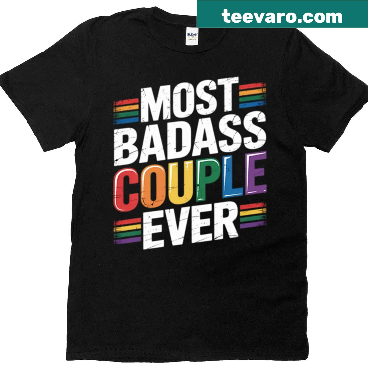 Matching couples t-shirt for LGBTQ+ pride — on a men's t-shirt