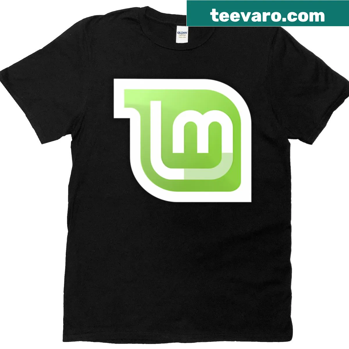Linux Mint T-shirt featuring sleek typography logo — on a men's t-shirt