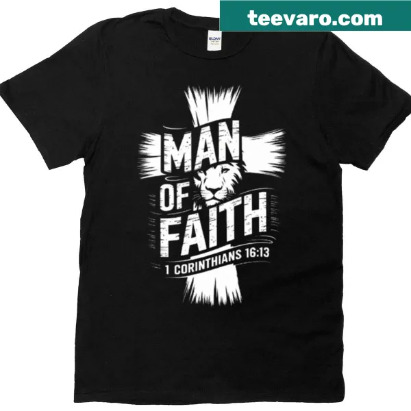 Lion and cross graphic with Bible verse design
