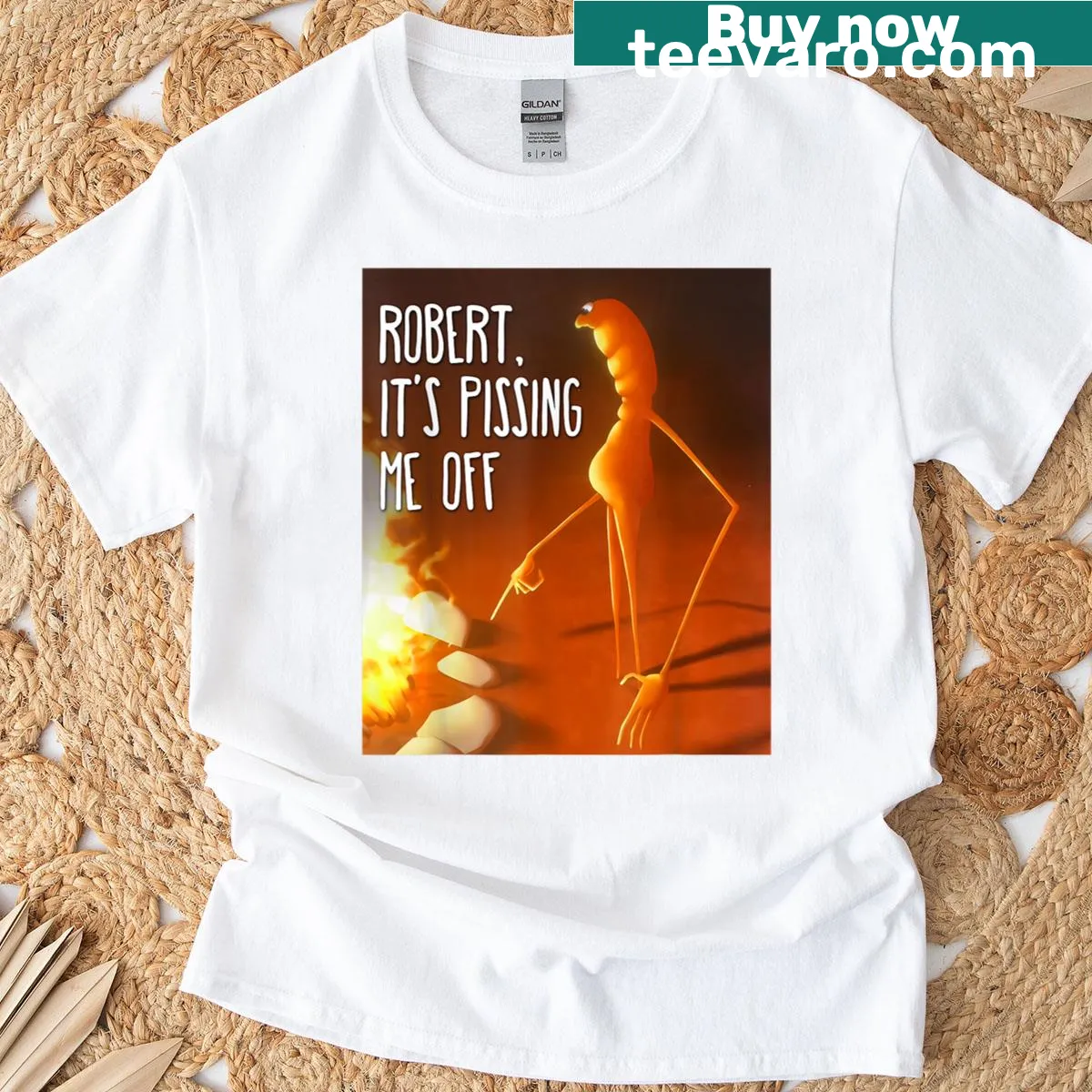 Illustration of a worm and character named Robert on a T-shirt. — on a men's t-shirt
