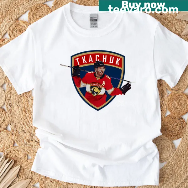 Hockey T-shirt featuring design celebrating Matthew Tkachuk's hat trick