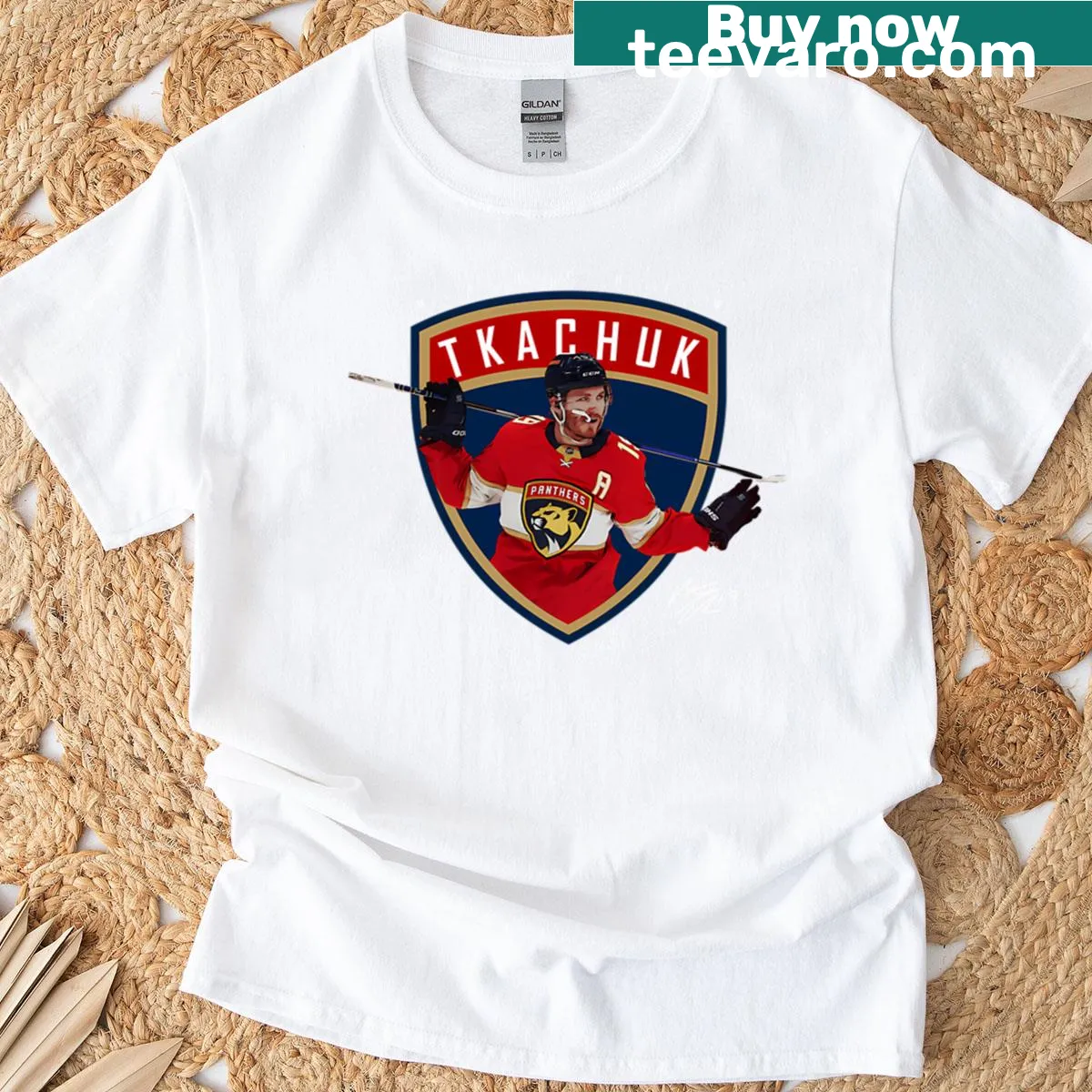 Hockey T-shirt featuring design celebrating Matthew Tkachuk's hat trick — on a men's t-shirt