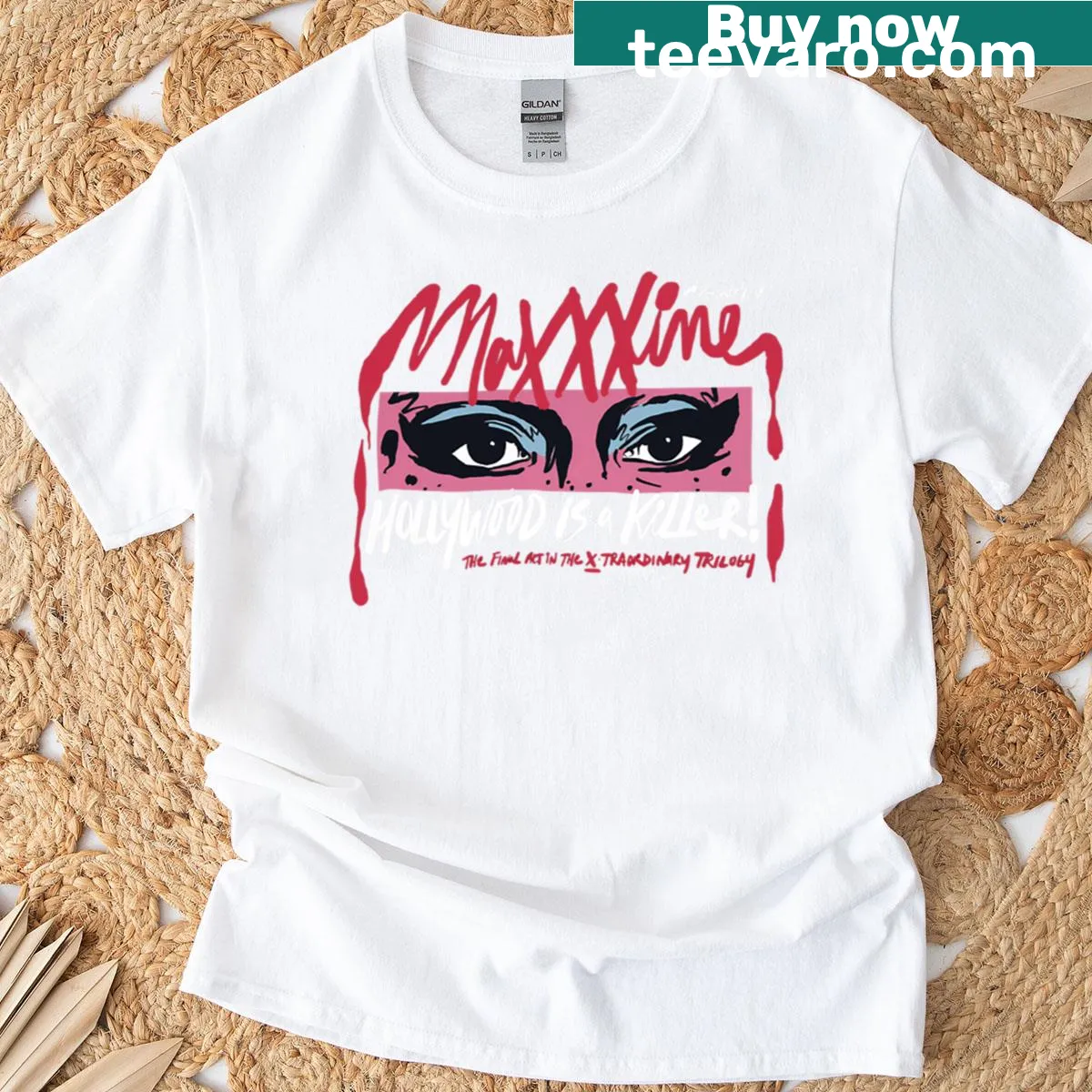 Whimsical California-themed illustration on a T-shirt — on a men's t-shirt