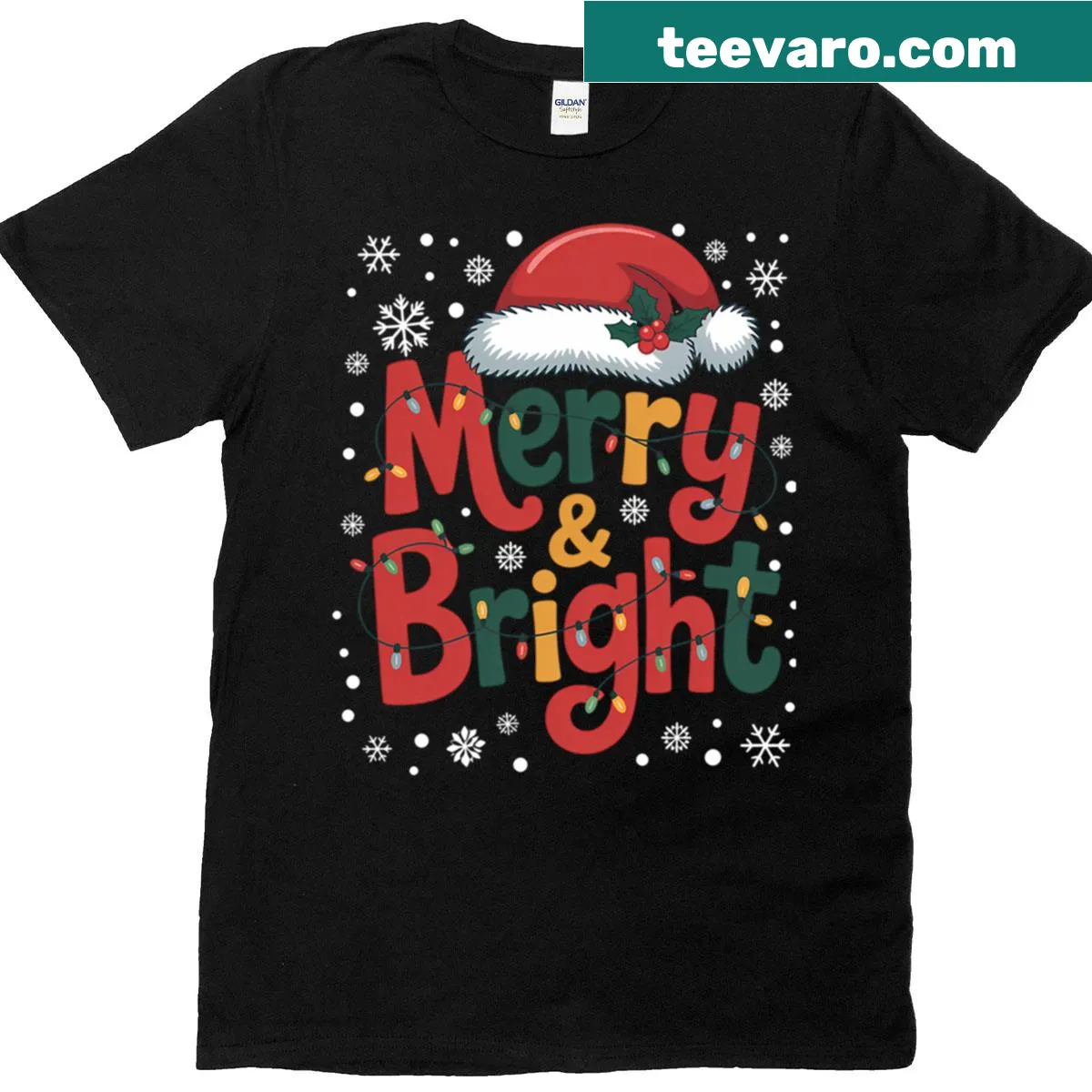 Cute Christmas t-shirt with playful holiday illustrations — on a men's t-shirt