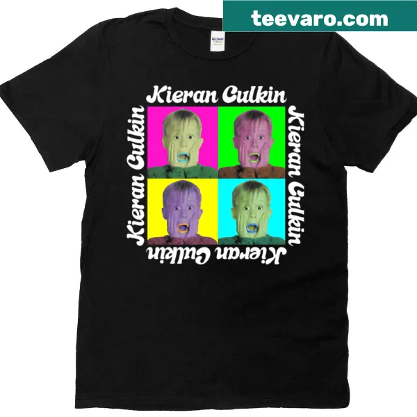 Close-up photo of Kieran Culkin printed on t-shirt