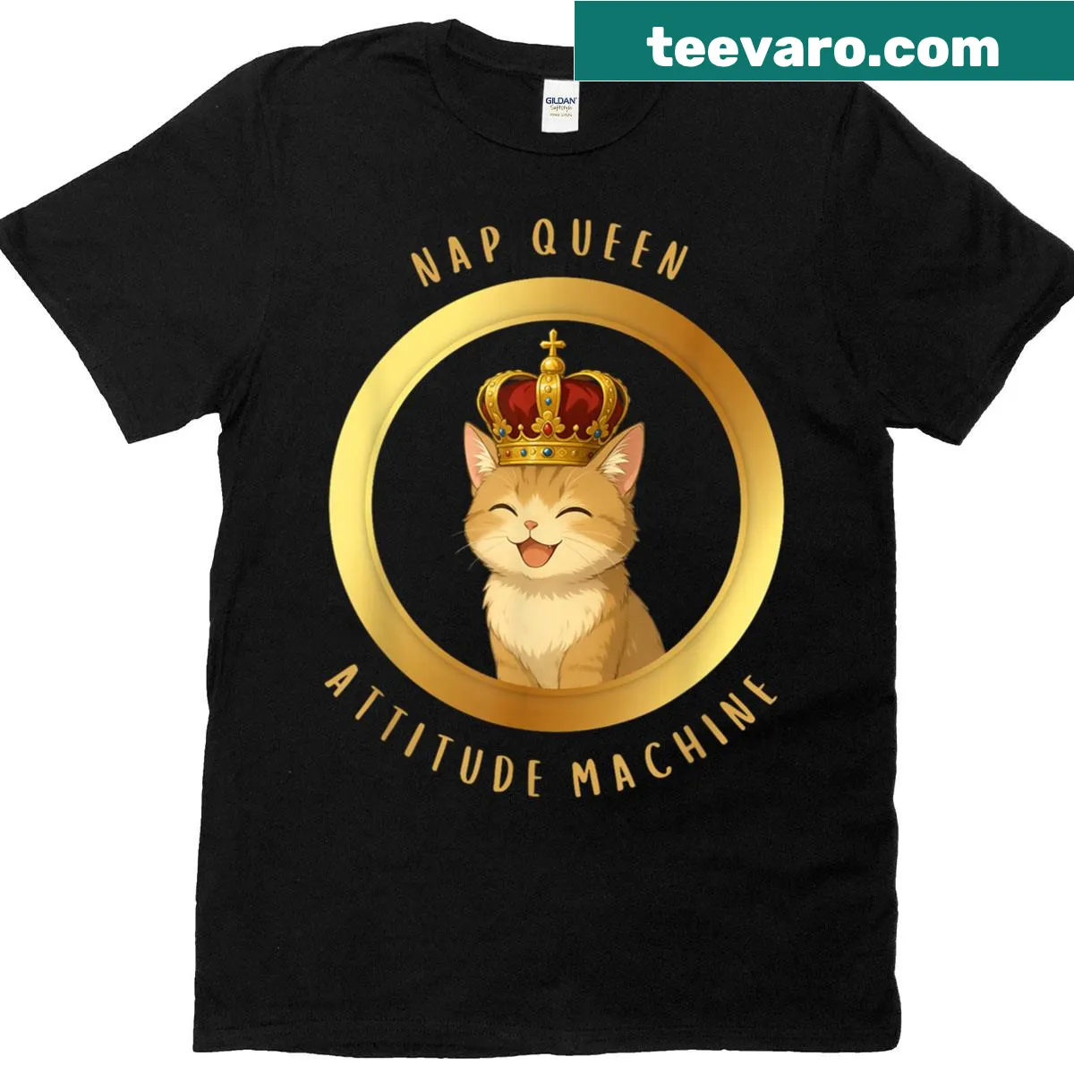 Sassy t-shirt for cat lovers declaring 'Nap Queen' — on a men's t-shirt