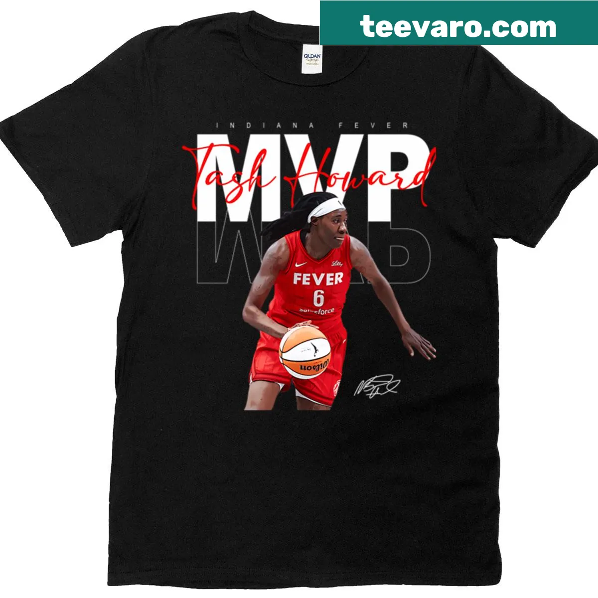 Natasha Howard graphic T-shirt for the Indiana Fever — on a men's t-shirt