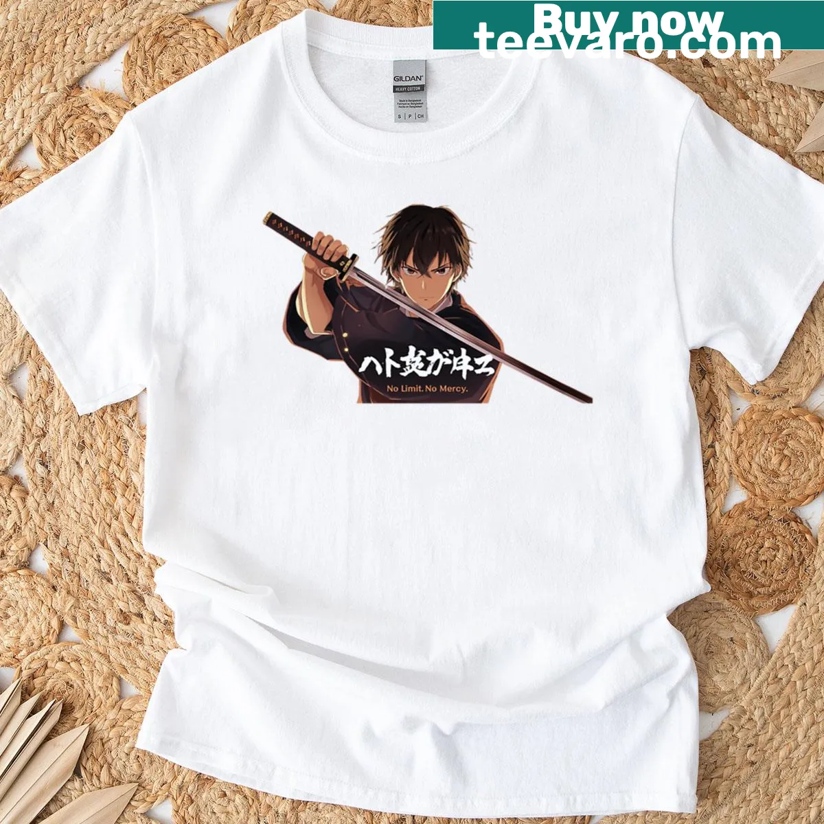 T-shirt featuring the motivational phrase 'No Limit No Mercy' in bold typography — on a men's t-shirt