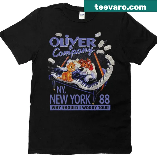 Delightful T-shirt featuring characters from Oliver and Company.