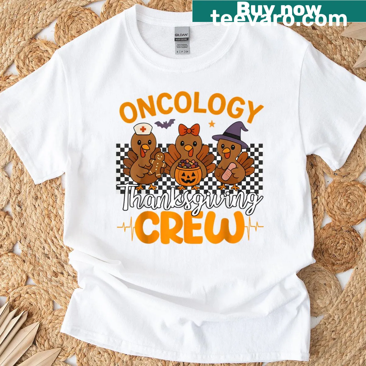 Funny Thanksgiving t-shirt with turkey and nurse theme — on a men's t-shirt