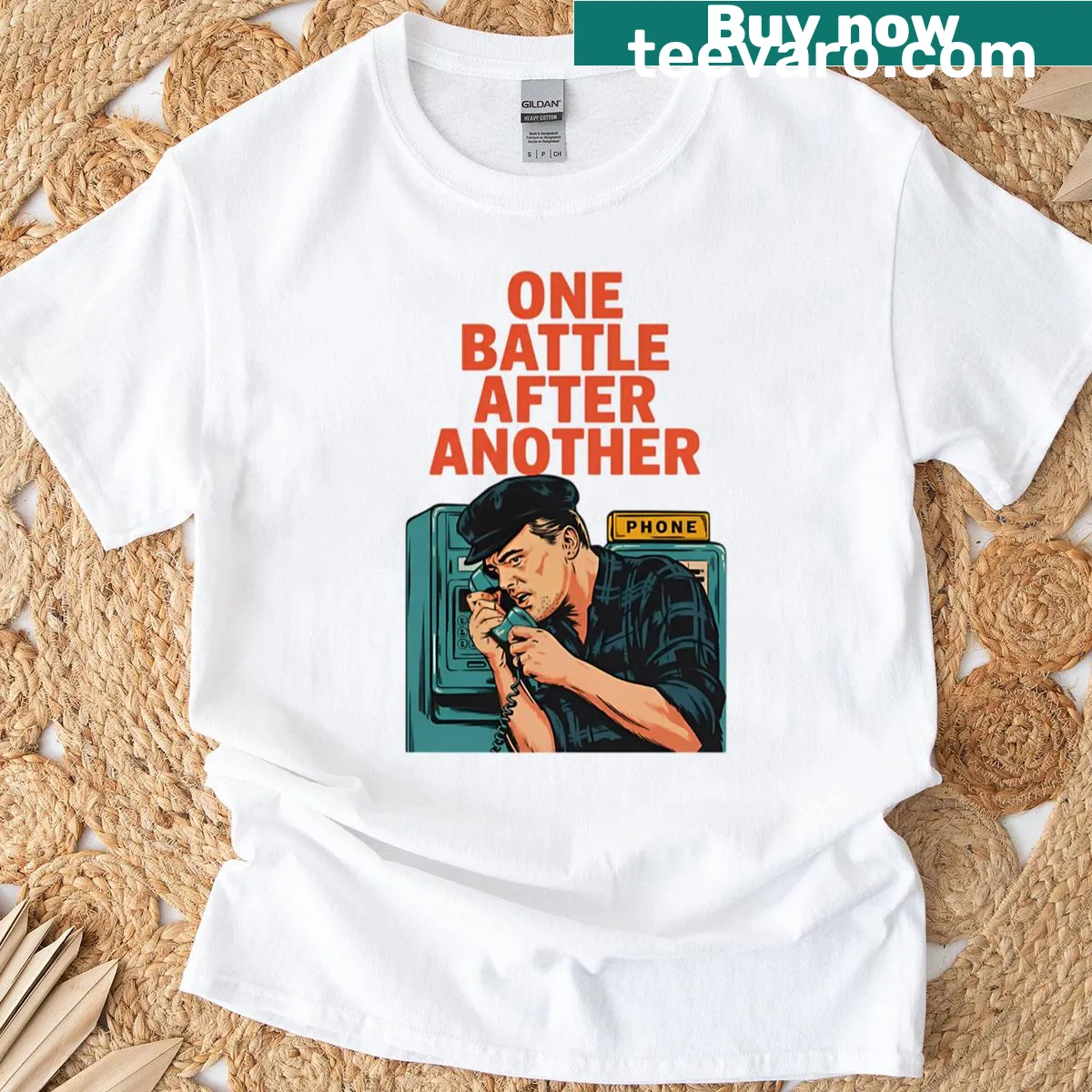 Motivational typography t-shirt with inspiring phrase — on a men's t-shirt