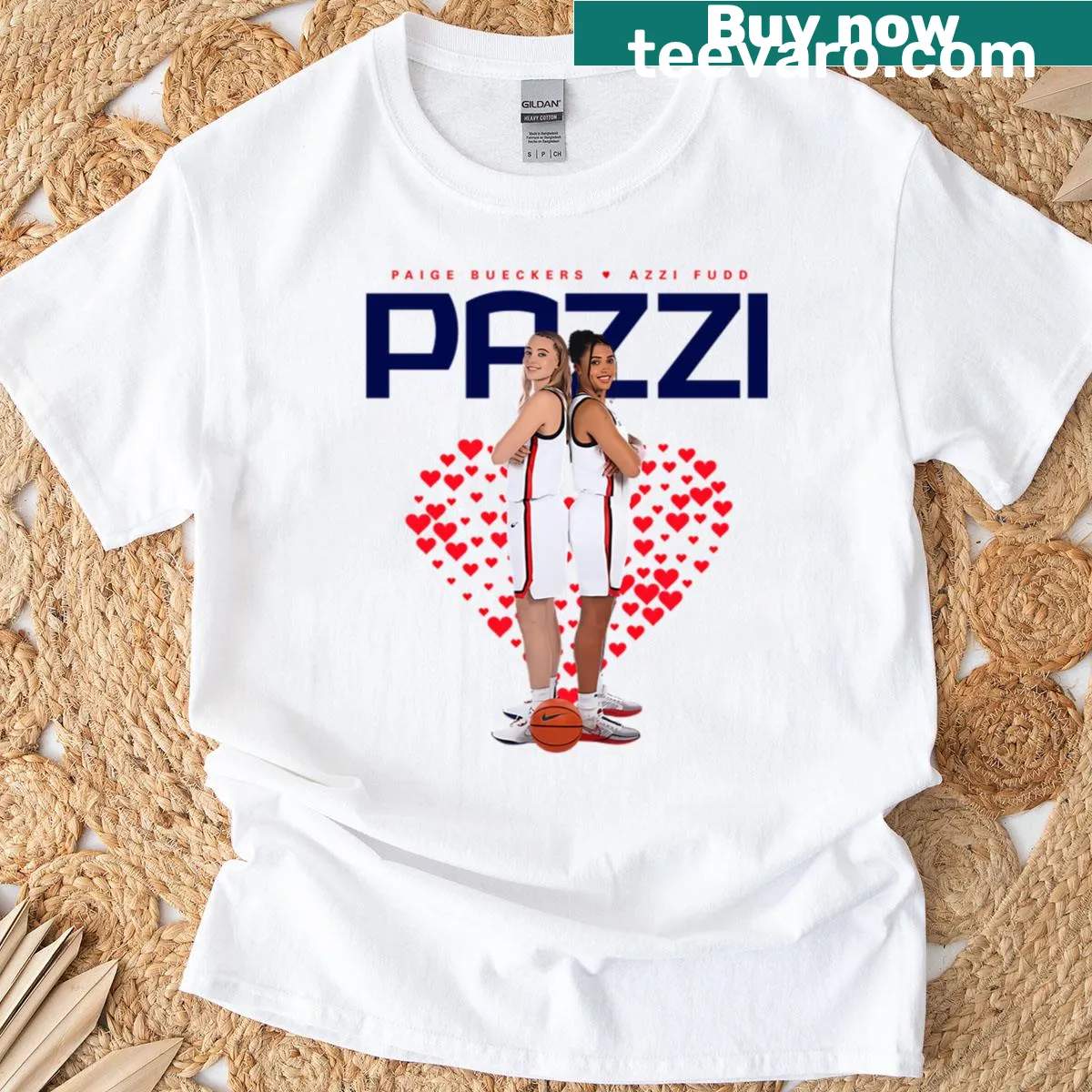 Inspirational illustration of Paige Bueckers and Azzi Fudd on a sports T-shirt — on a men's t-shirt