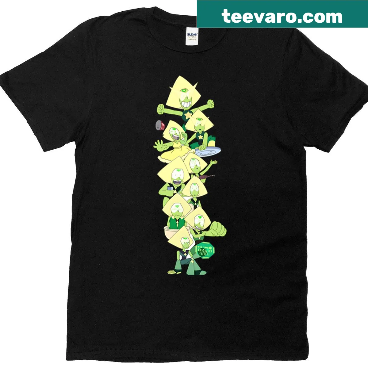 Illustrative Peridot Evolution graphic T-shirt design. — on a men's t-shirt
