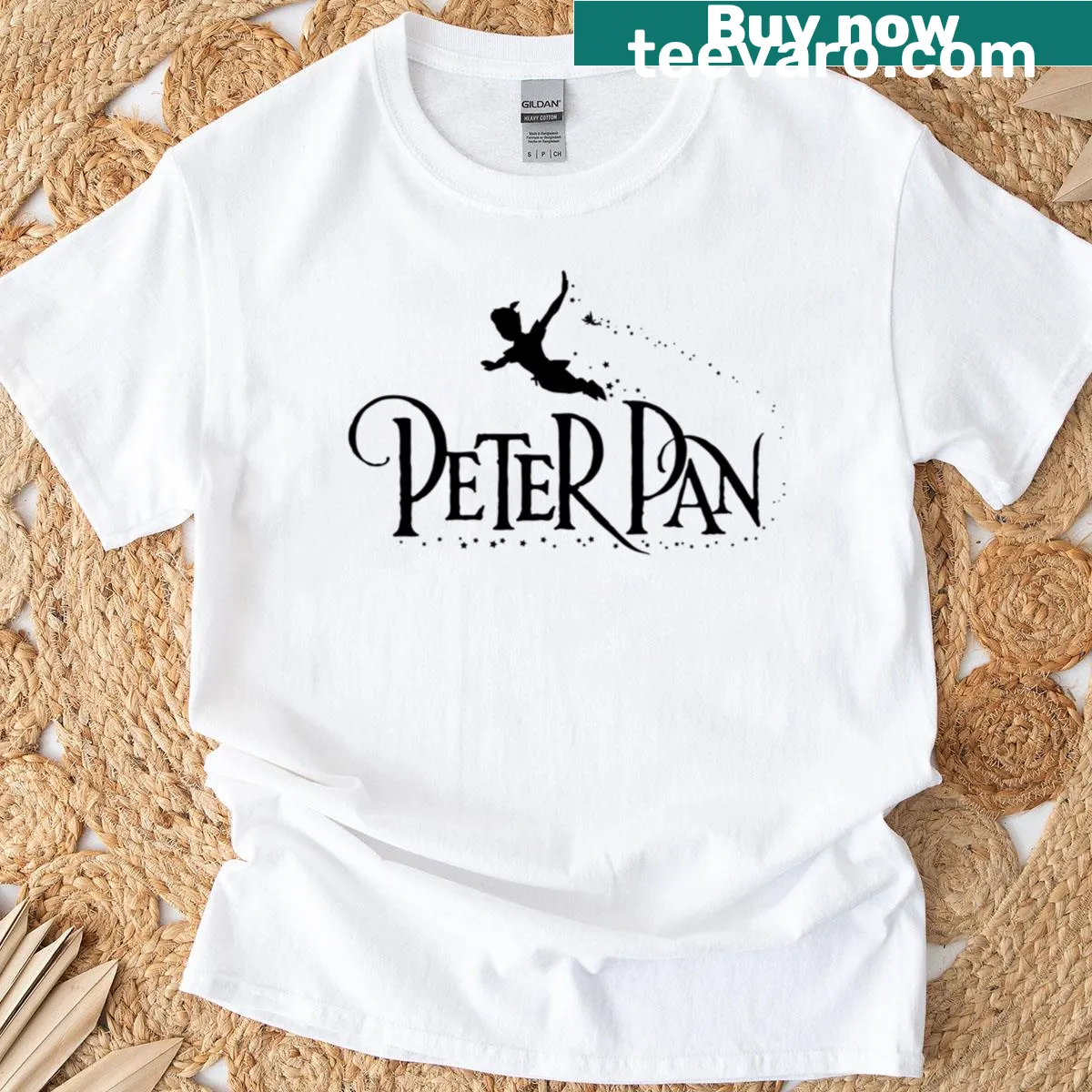 Peter Pan logo t-shirt celebrating the classic tale of adventure. — on a men's t-shirt