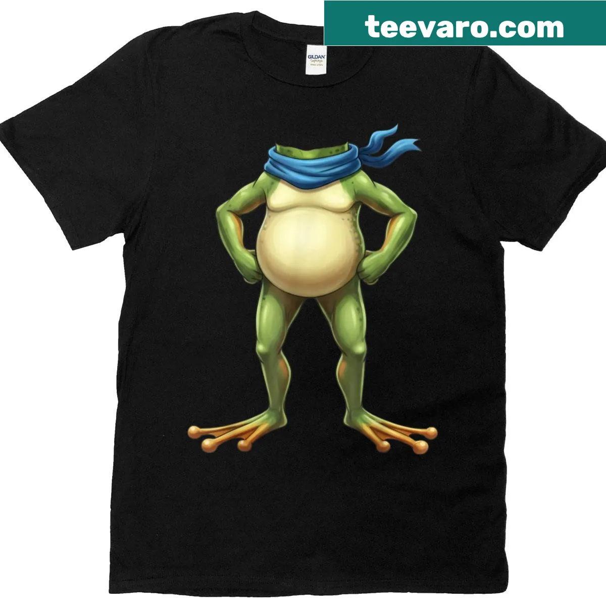 Funny Portland frog Halloween meme T-shirt with cartoon graphics — on a men's t-shirt