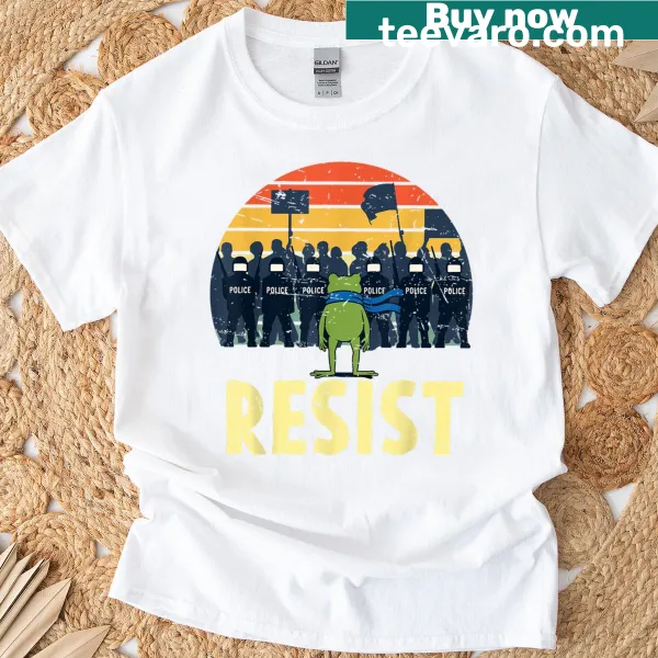 Frog-themed protest t-shirt promoting environmental awareness for all.