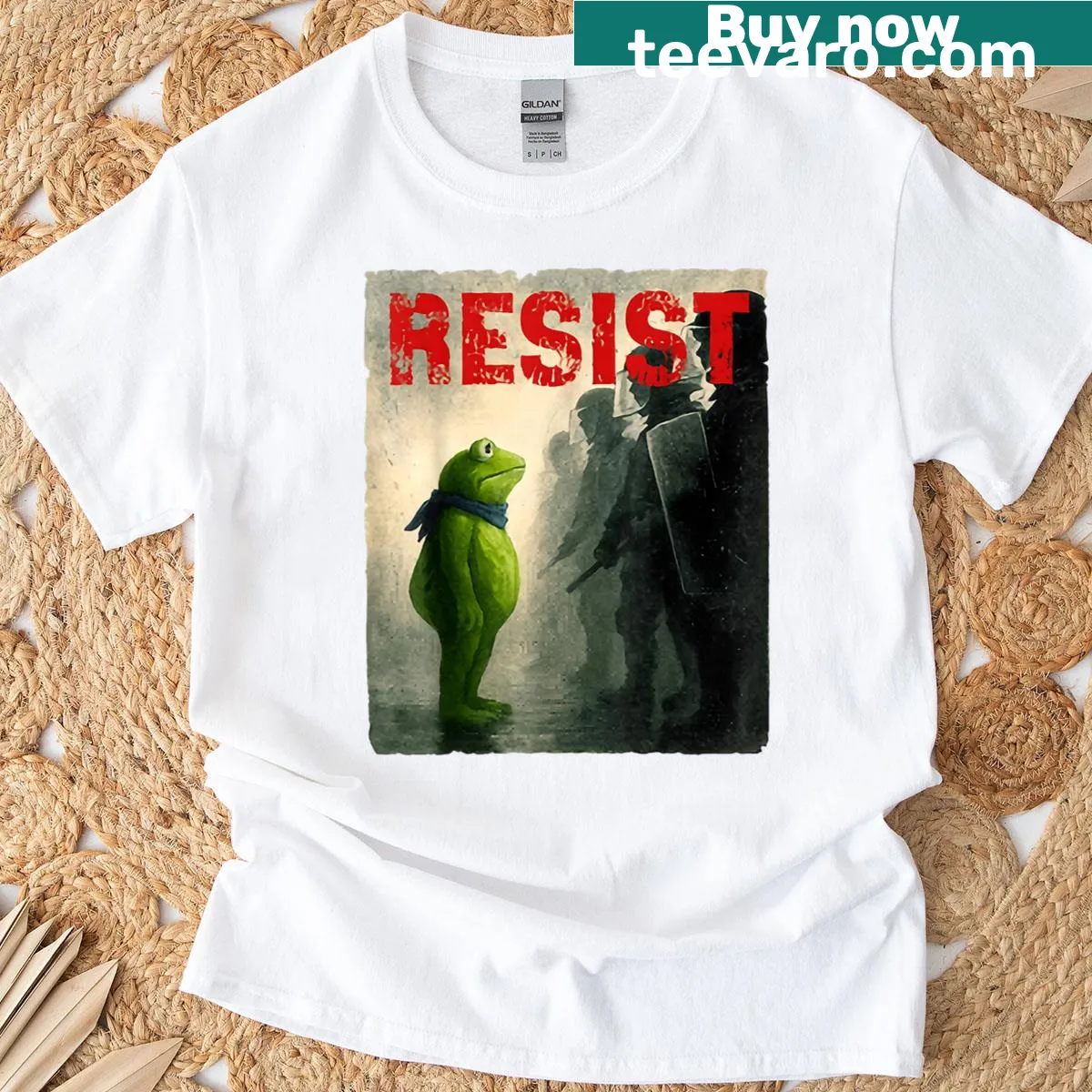 Funny frog protest illustration on a T-shirt — on a men's t-shirt