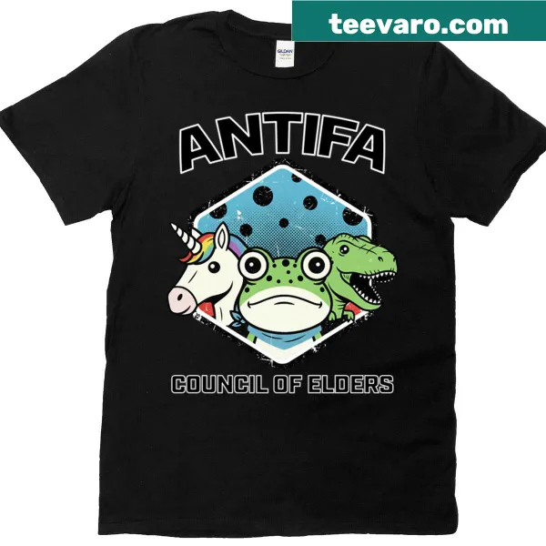 Absurdity emblem T-shirt with Antifa Council of Elders design