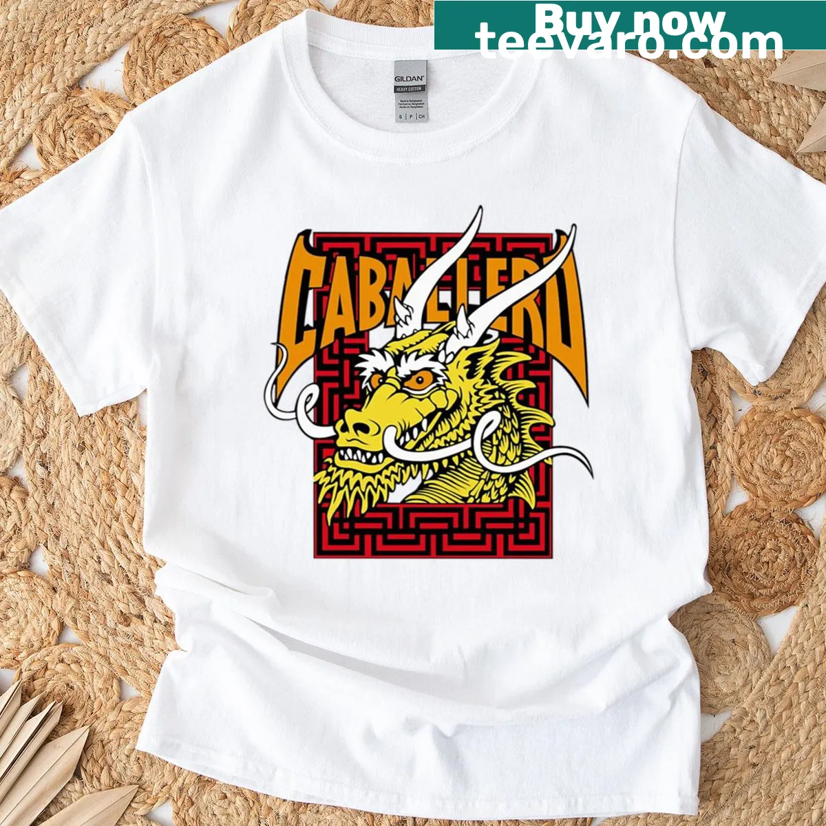 Illustration of a street dragon with a lapel pin design on a T-shirt. — on a men's t-shirt