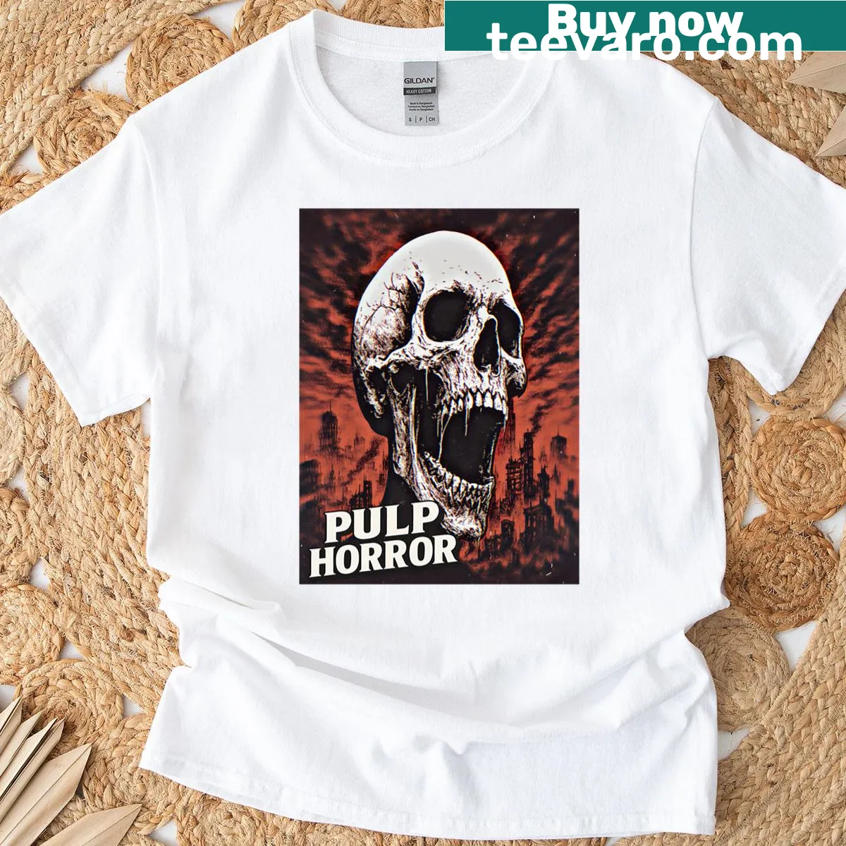 Cartoonish occult medical surgeon graphic for a unique Halloween T-shirt — on a men's t-shirt