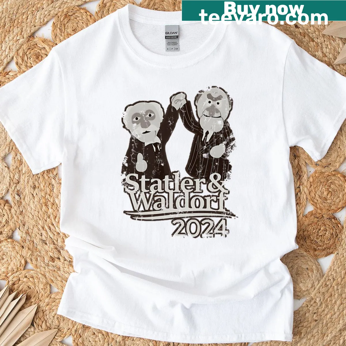 Cartoon puppet design on an oversized T-shirt — on a men's t-shirt