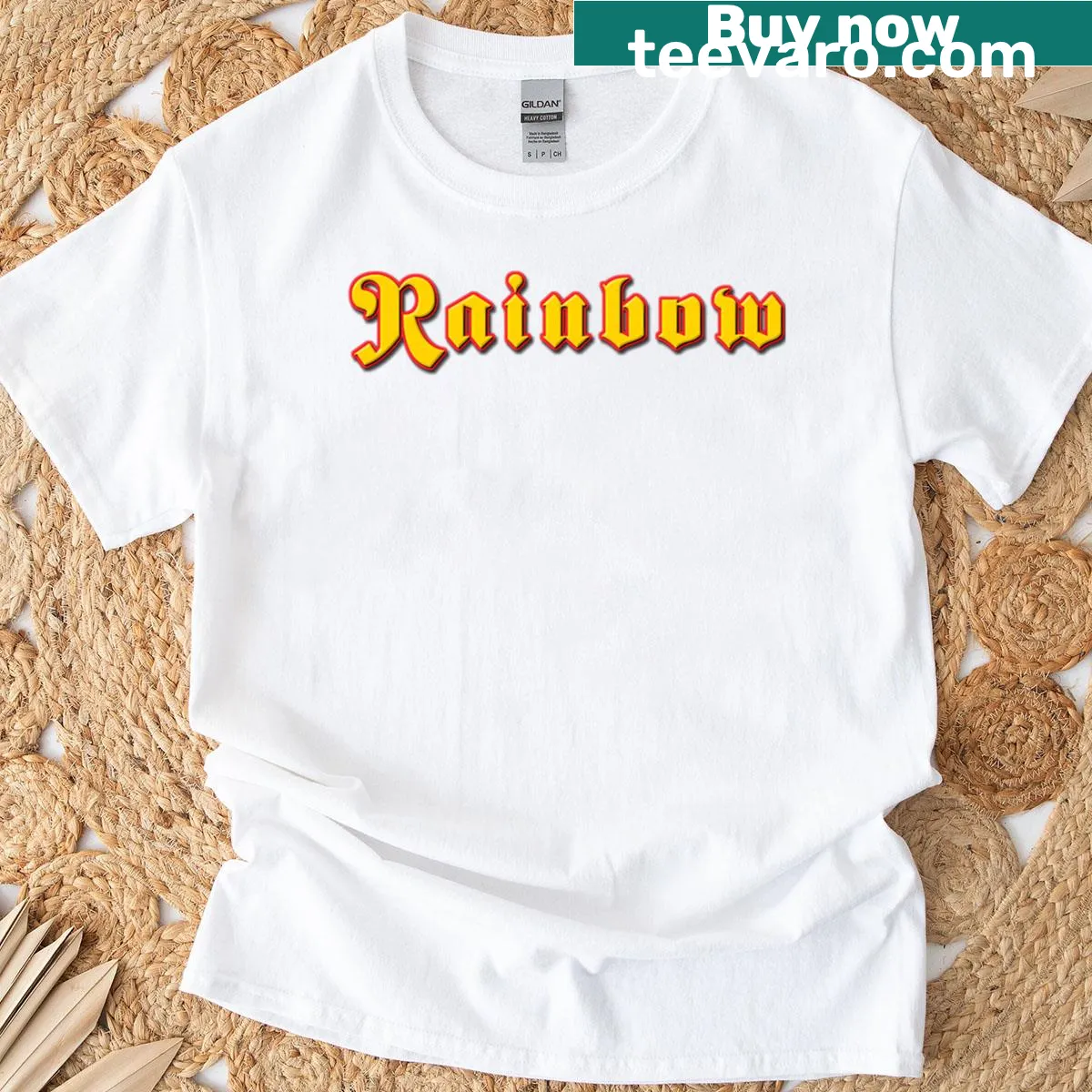 Patriotic T-shirt featuring Rainbow England American design — on a men's t-shirt